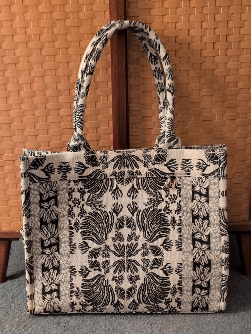Black & White Floral Tote Bag